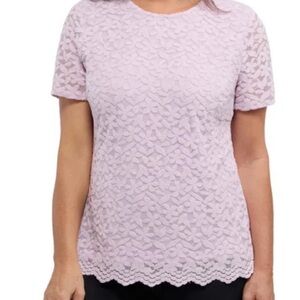 Lilac Floral Lace Short Sleeve Top